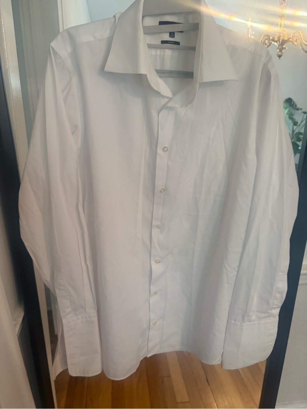 Sara White Men's Dress Shirt - Long Sleeve Button Front
